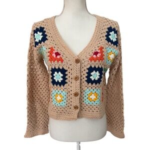 DRIFTWOOD granny square crochet cardigan size S‎